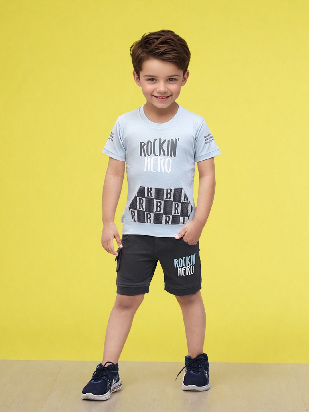 

Toonyport Boys Printed Pure Cotton T-shirt With Short, Blue