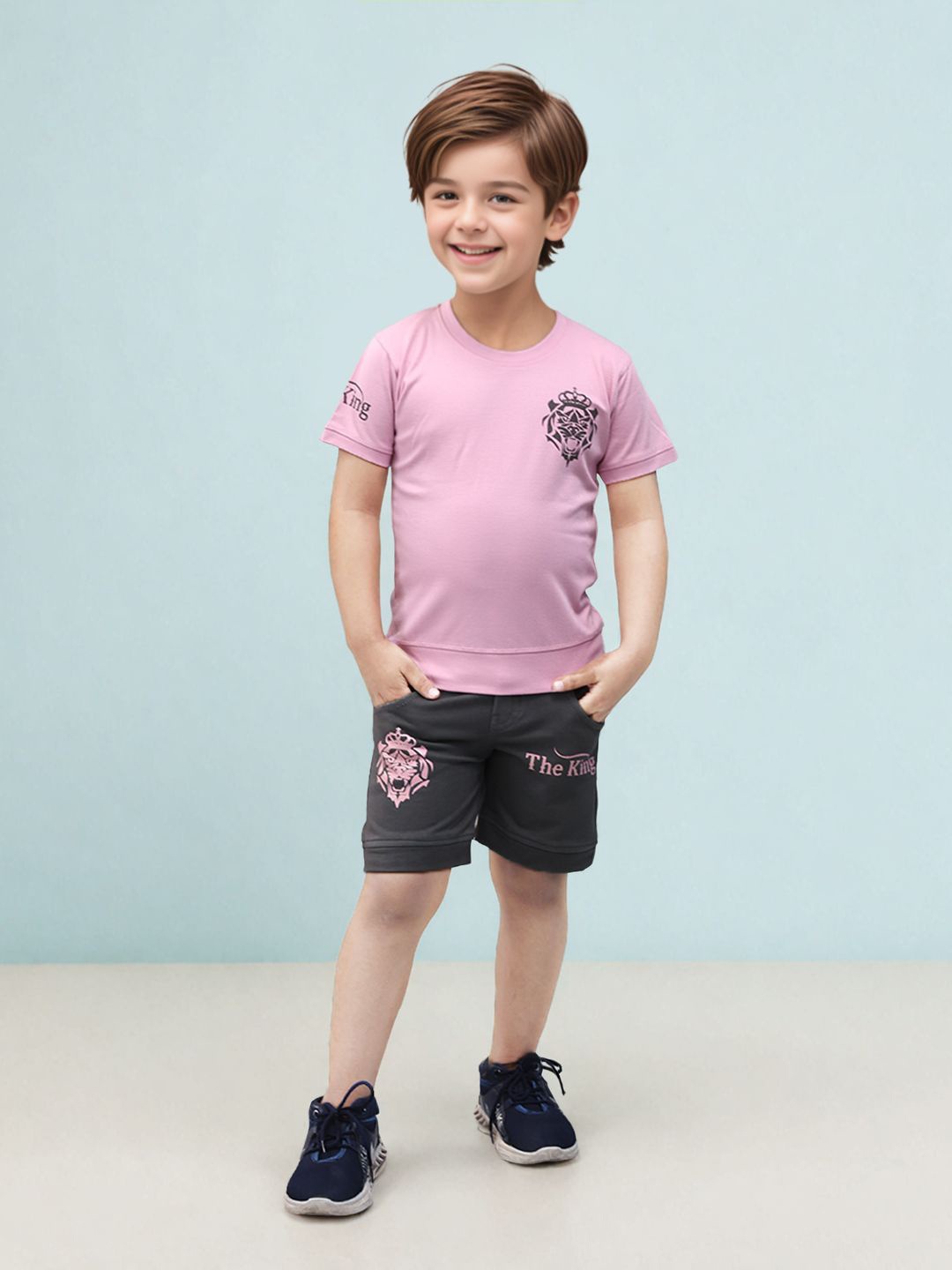 

Toonyport Boys Printed Pure Cotton T-shirt With Short, Lavender