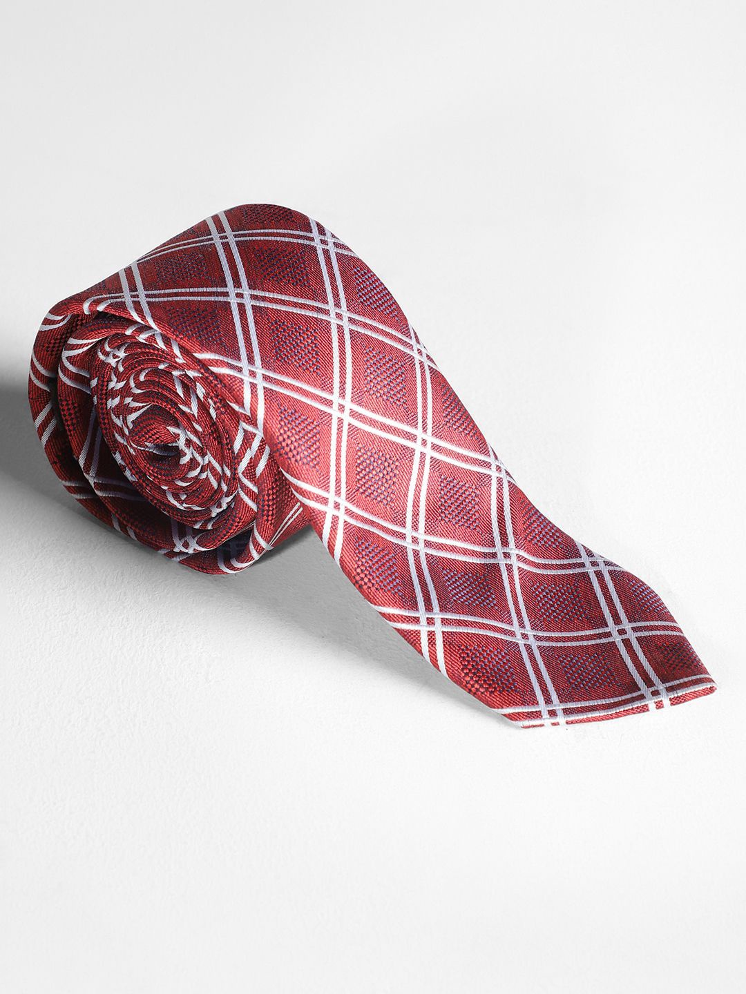 

Louis Philippe Men Checked Broad Tie, Red