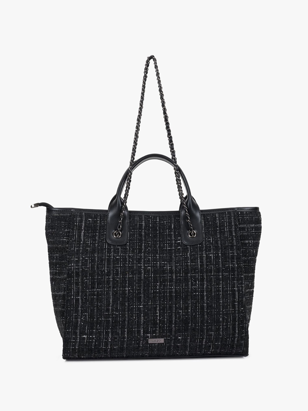 

Kazo Jaquard Textured Shopper Tote Bag, Black