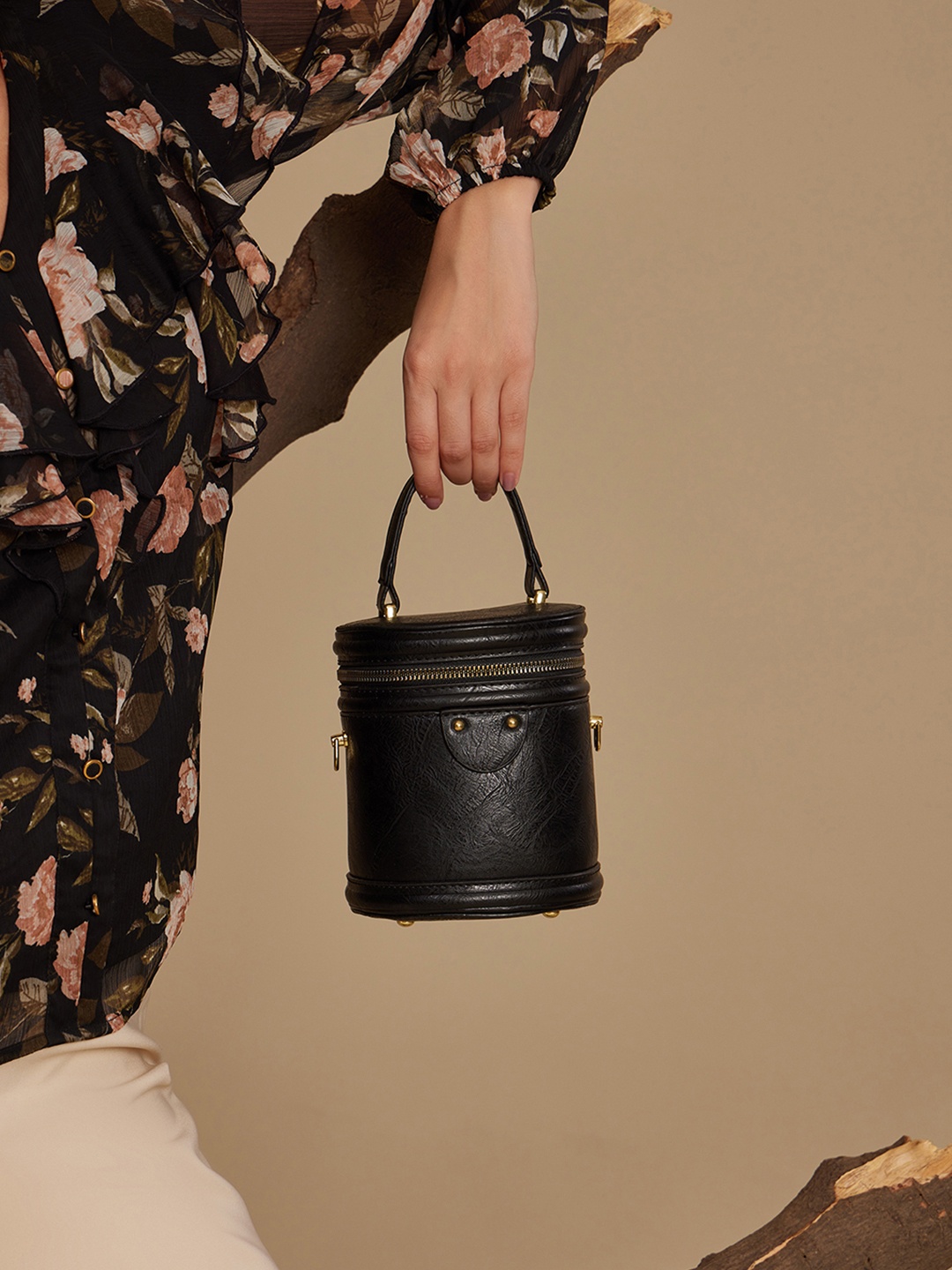 Kazo Tasselled Shopper Sling Bag with detachable strap, Black