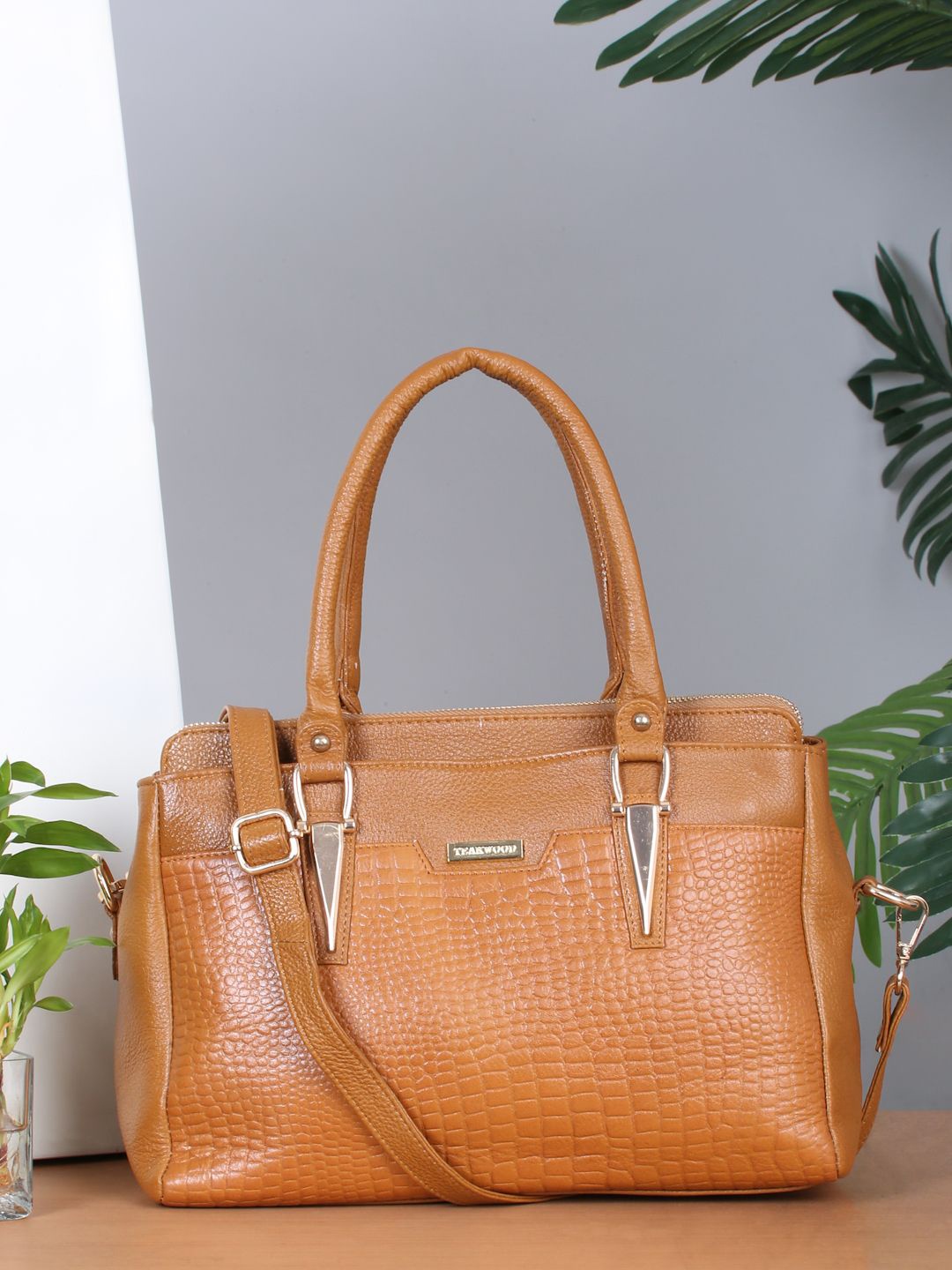 

Teakwood Leathers Textured Structured Handheld Bag, Yellow
