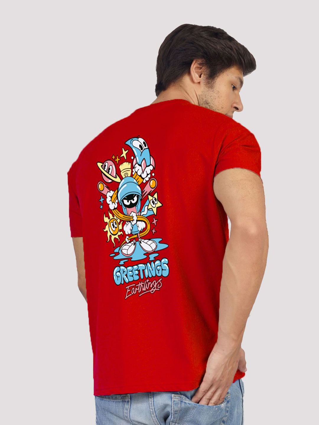 

Greylongg Typography Printed Cotton T-shirt, Red