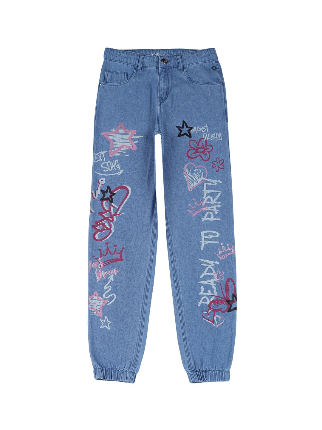 

Gini and Jony Girls Jogger Mid-Rise Mildly Distressed Jeans, Blue