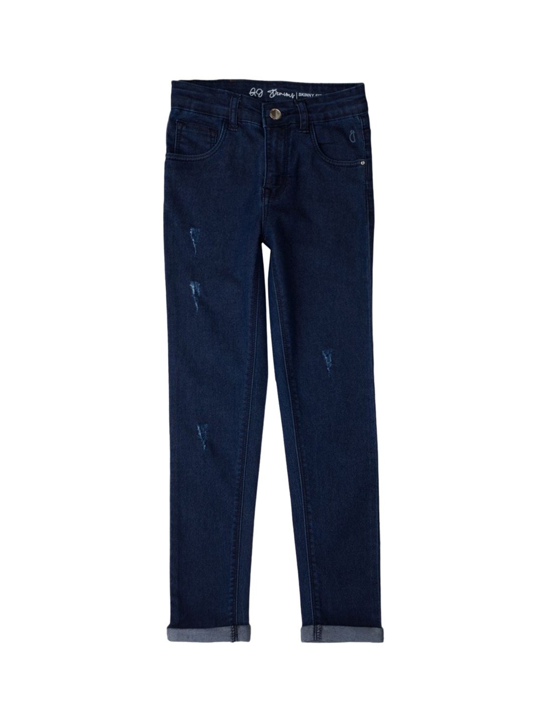 

Gini and Jony Girls Slim Fit Mid-Rise Mildly Distressed Cat Scratches Jeans, Navy blue