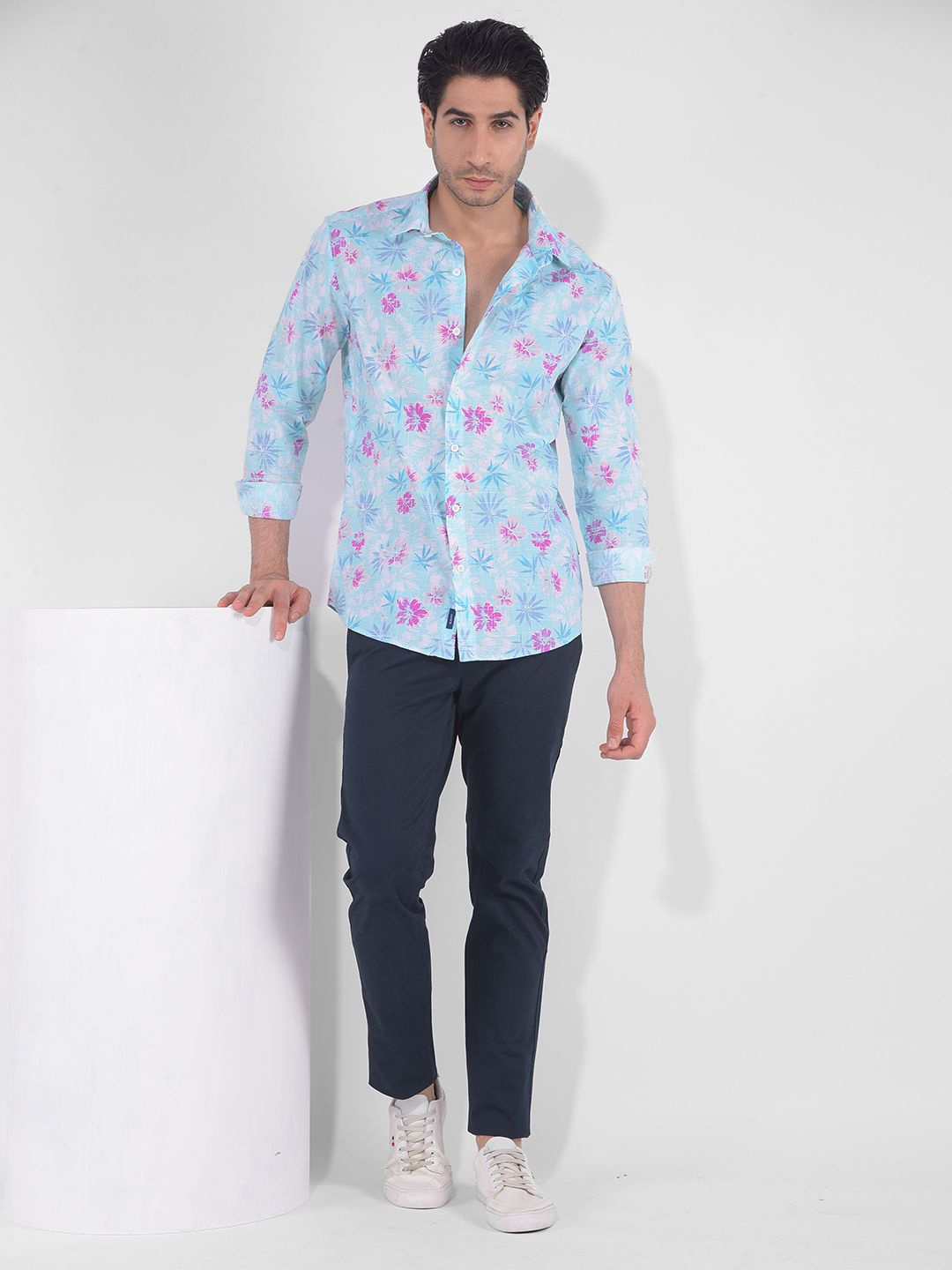 

Numero Uno Men Floral Print Slim Fit Shirt, Blue