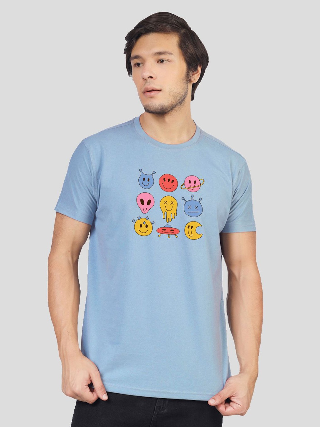 

Greylongg Graphic Printed Round Neck T-shirt, Blue