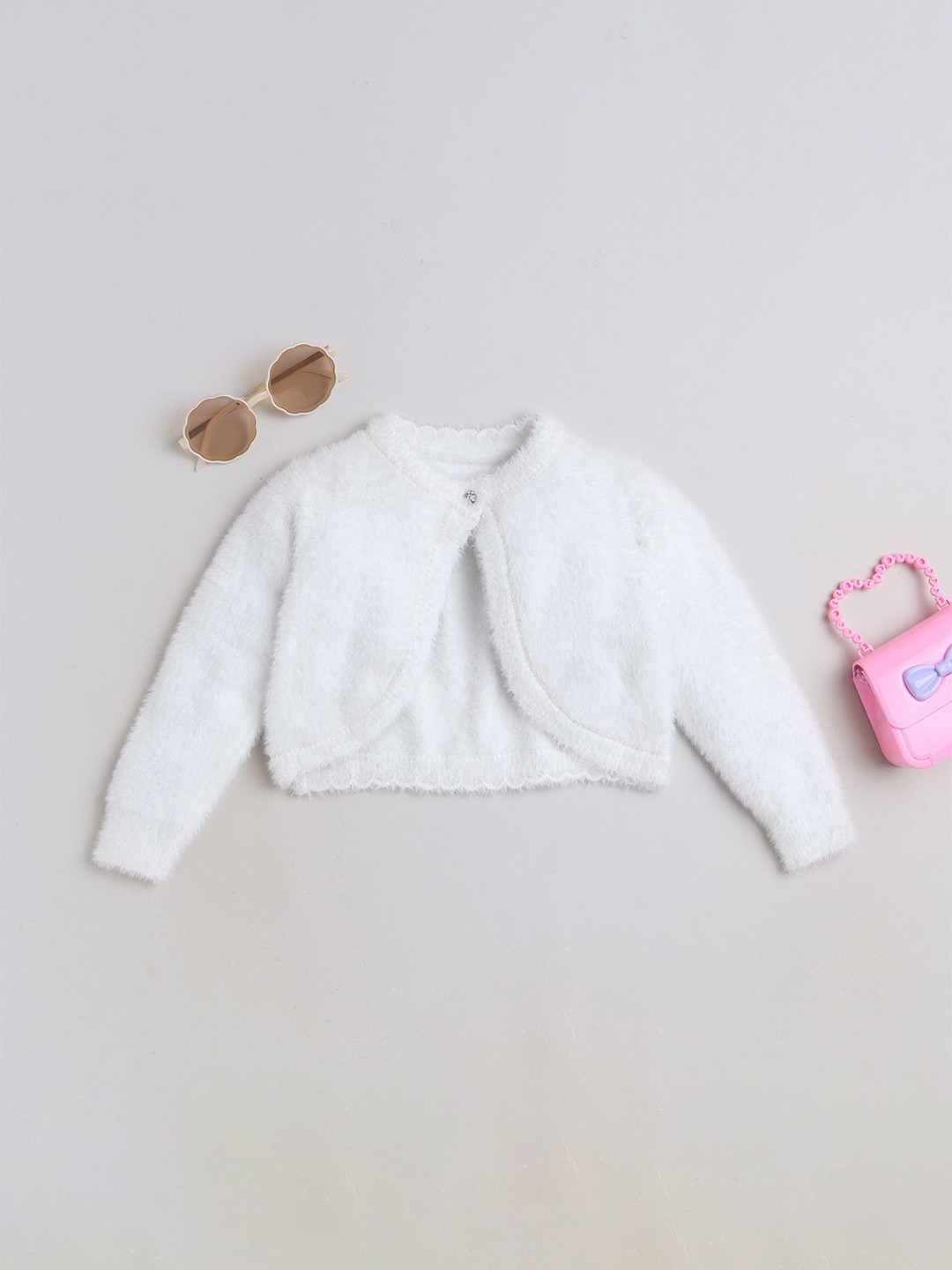

Yellow Apple Girls Cardigans Sweater, White
