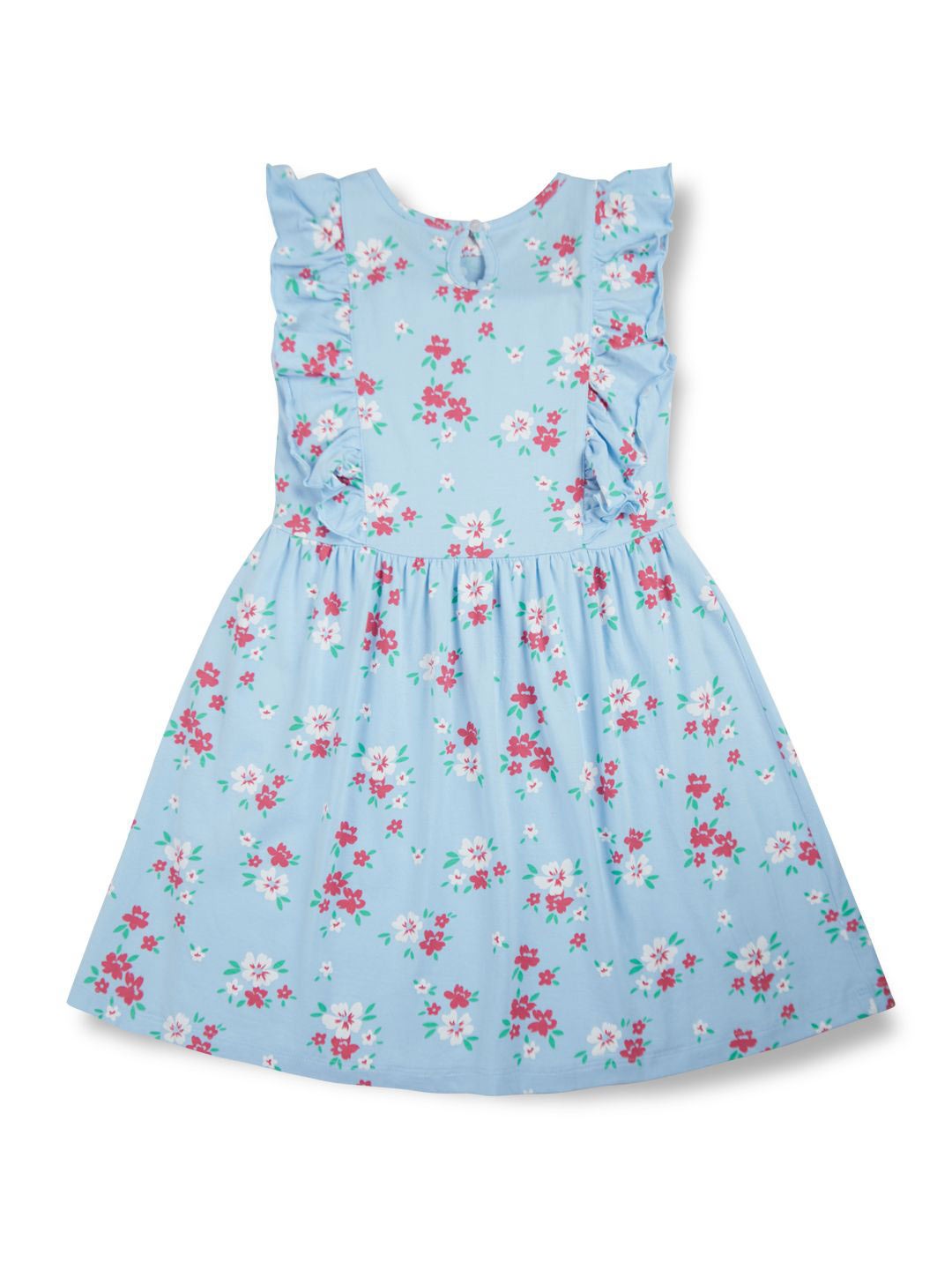 

Gini and Jony Girls Floral Printed Flutter Sleeve A-Line Dress, Blue