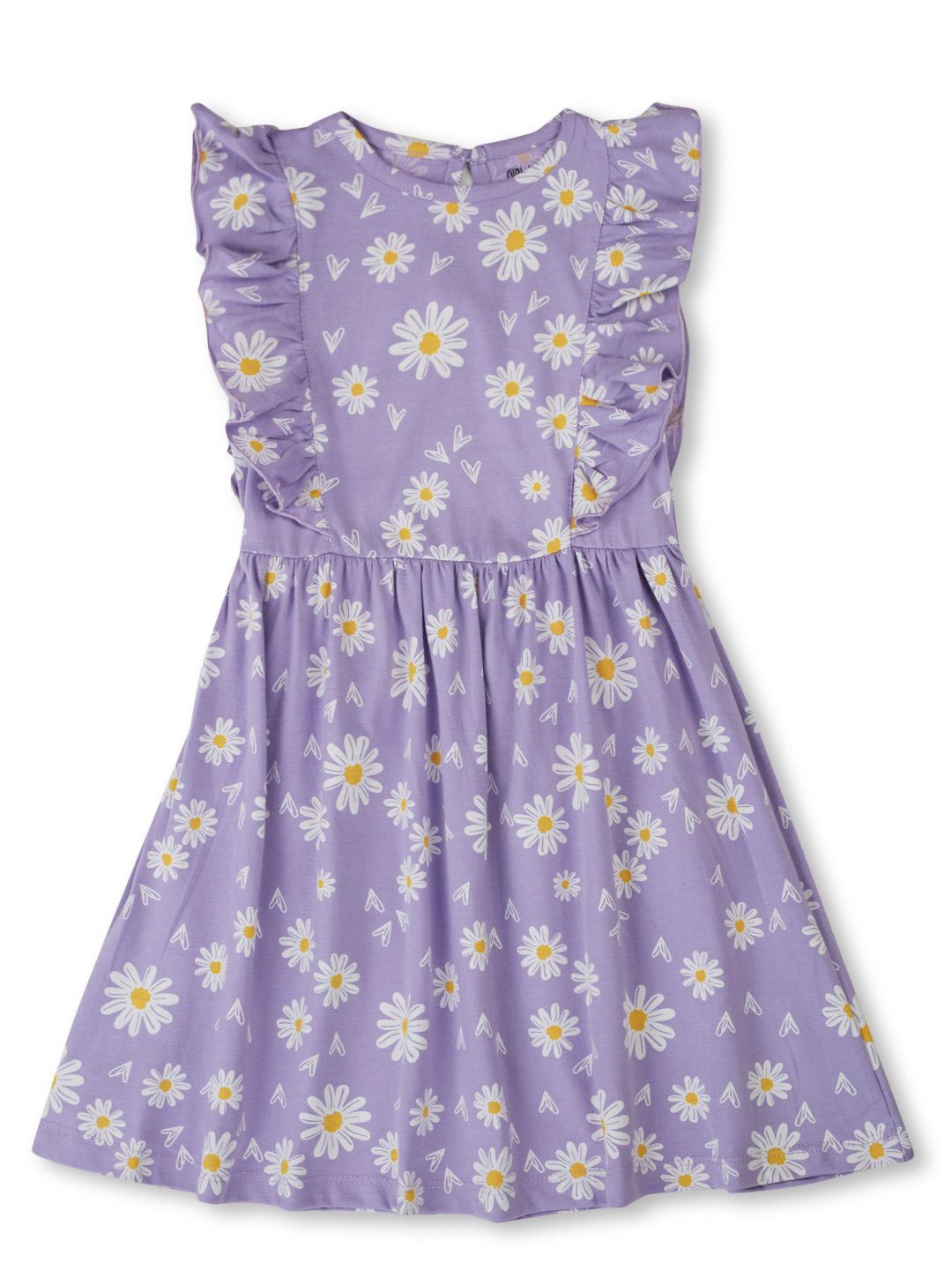 

Gini and Jony Girls Floral Printed Flutter Sleeve A-Line Dress, Purple