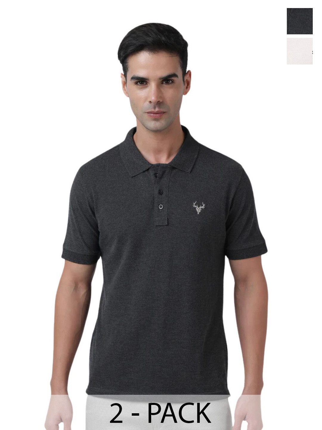 

IVOC Pack Of 2 Solid Pure Cotton T-shirt, White