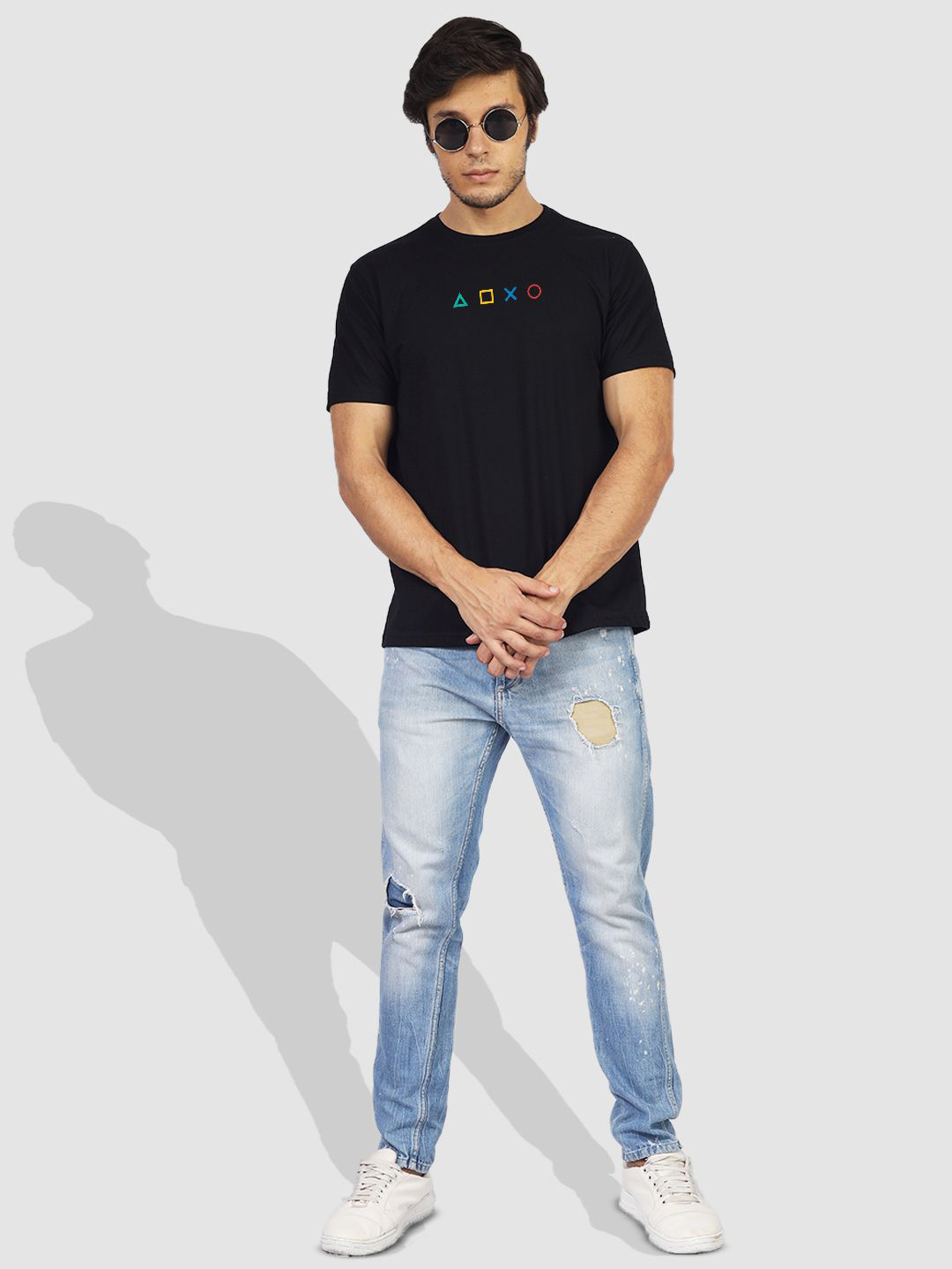 

Greylongg Typography Printed Cotton T-shirt, Black