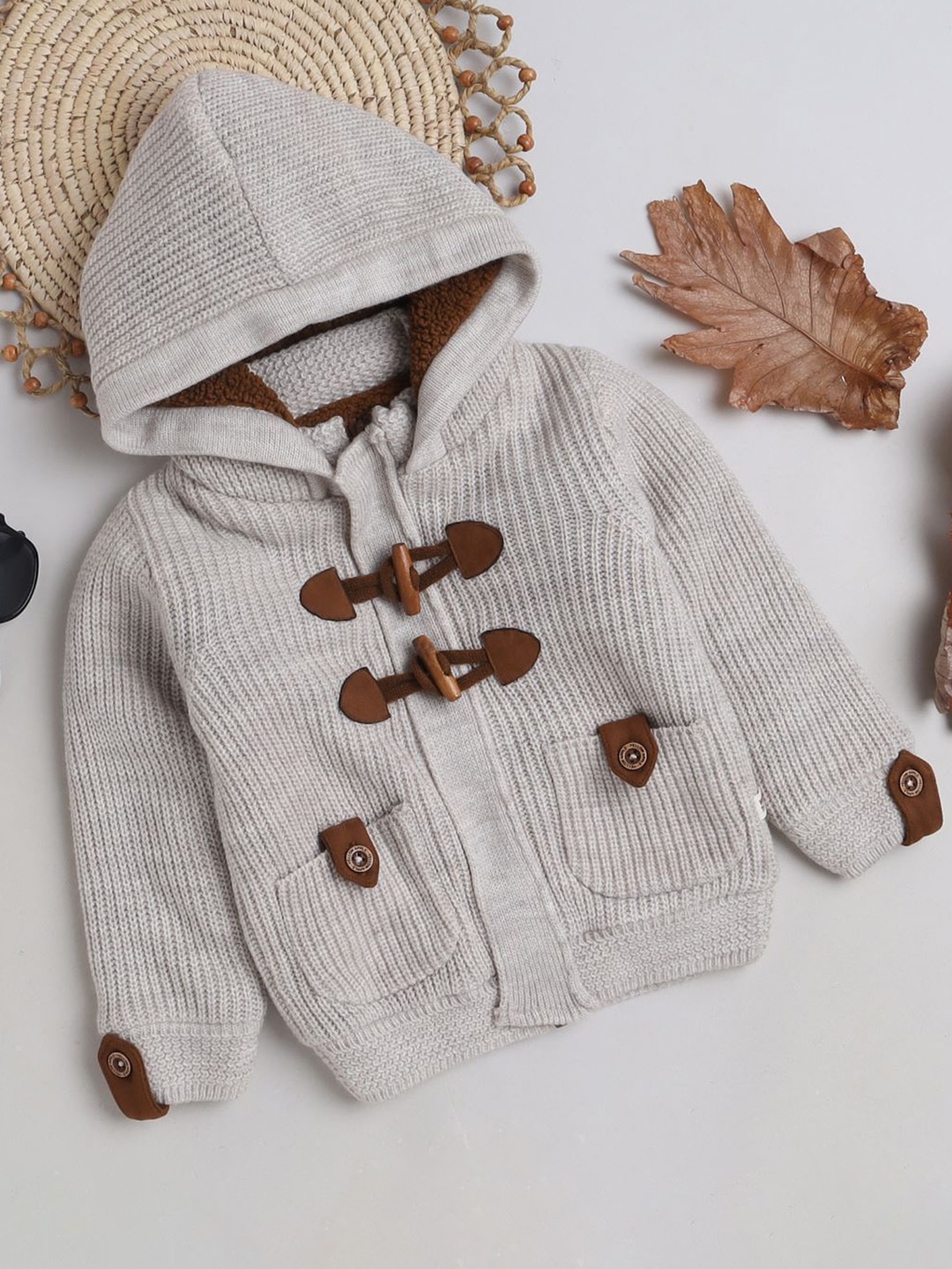 

Yellow Apple Boys Hooded Ling Sleeves Sweater, Grey