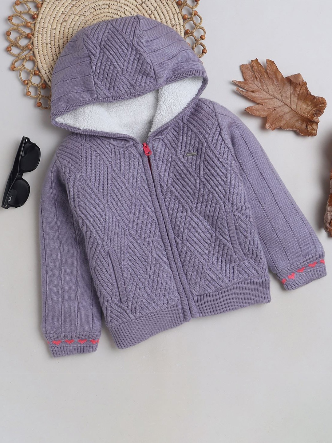 

Yellow Apple Girls Hooded Long Sleeves Chevron Cardigan, Lavender