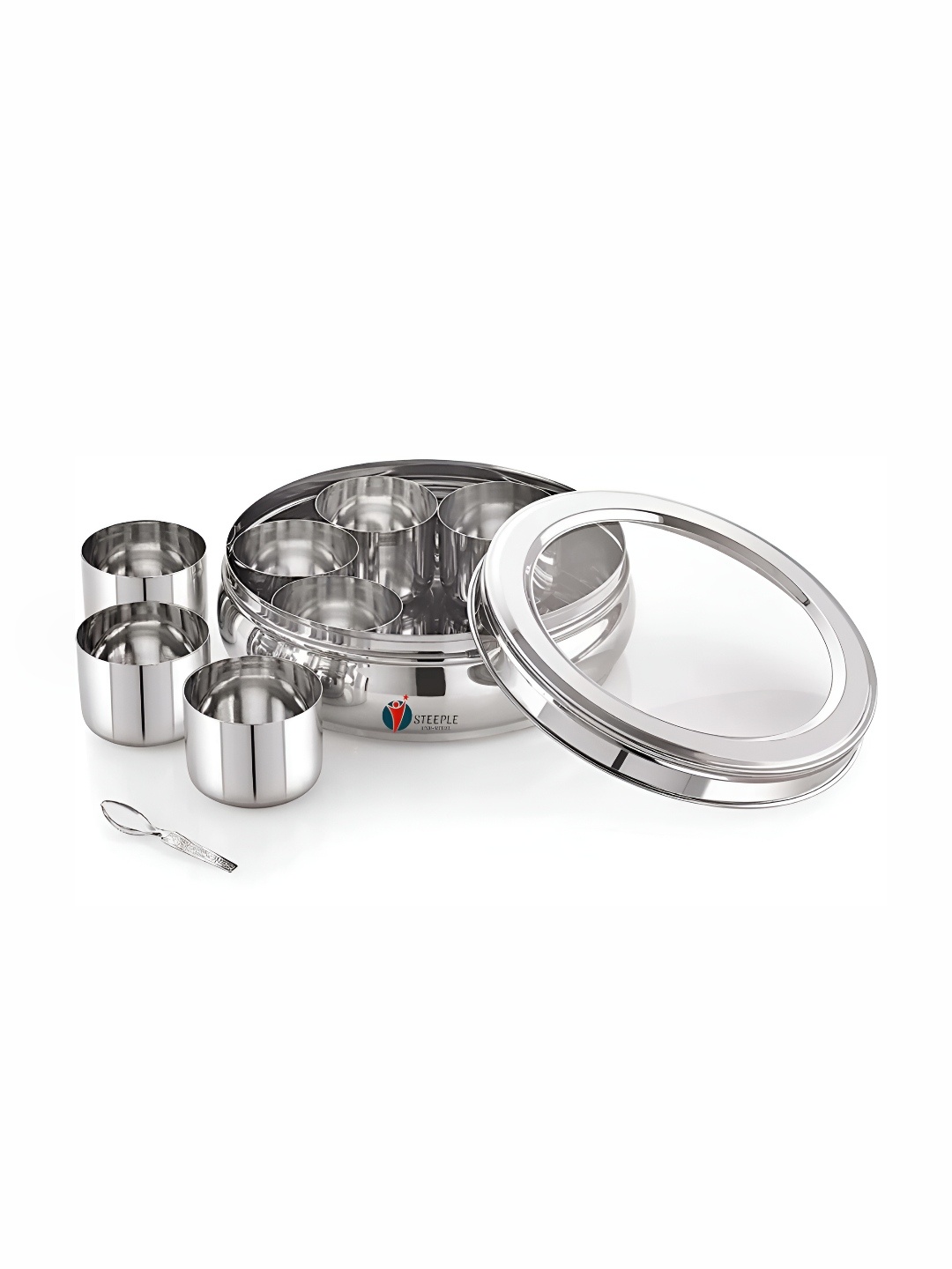 

STEEPLE Silver toned Stainless Steel Spice Box Containers