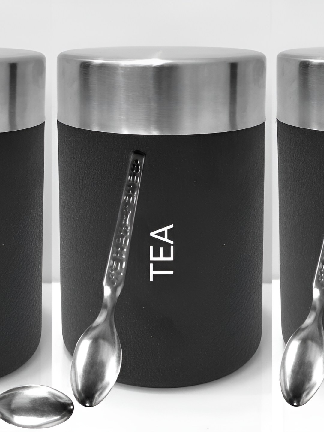 

STEEPLE Pack of 3 Stainless Steel Black Airtight Containers 800ml Each