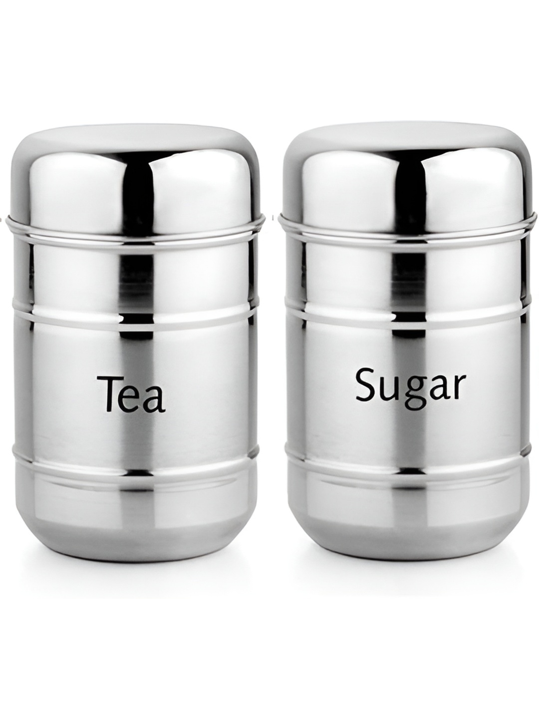 STEEPLE Set Of 2 Silver Stainless Steel Canister Container