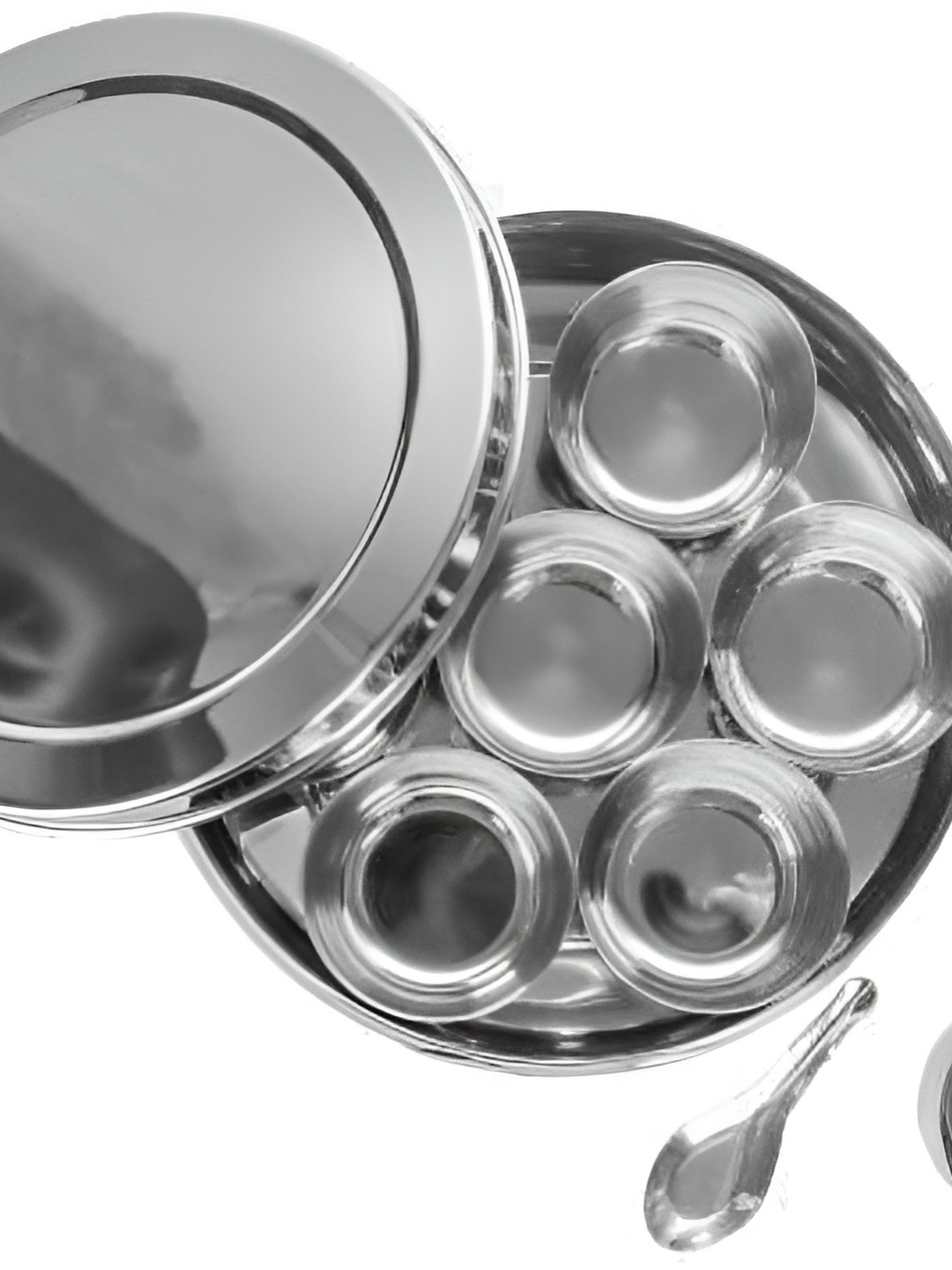 

STEEPLE Silver toned 7 Pieces Stainless Steel Spice Box