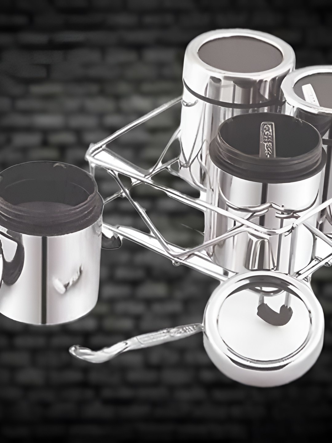 

STEEPLE Silver toned 4 Pieces Stainless Steel Spice Box Set 200ml