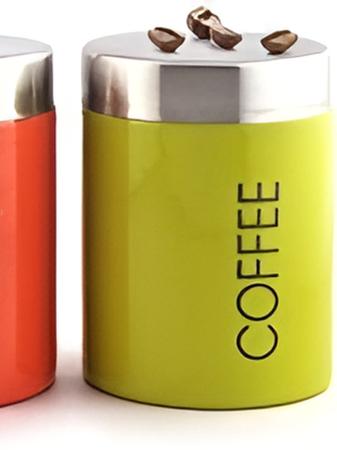 

STEEPLE Set Of 3 Red & Blue & Green Stainless Steel Canister Container