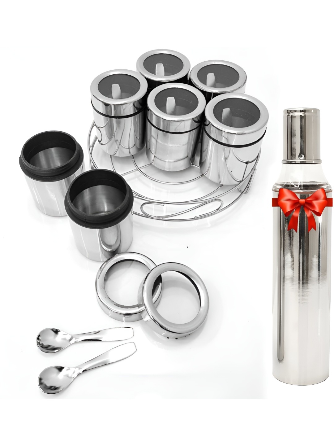 

STEEPLE Silver toned 12 Pieces Stainless Steel Spice Boxes
