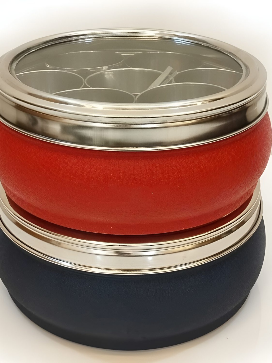 

STEEPLE Red & Black 2 Pieces Stainless Steel Spice Box