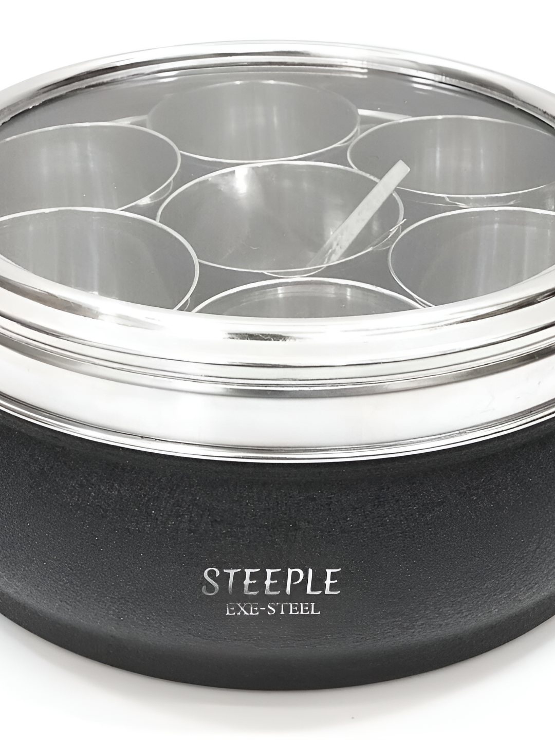 

STEEPLE Black 7 Pieces Stainless Steel Spice Box Set With Stand