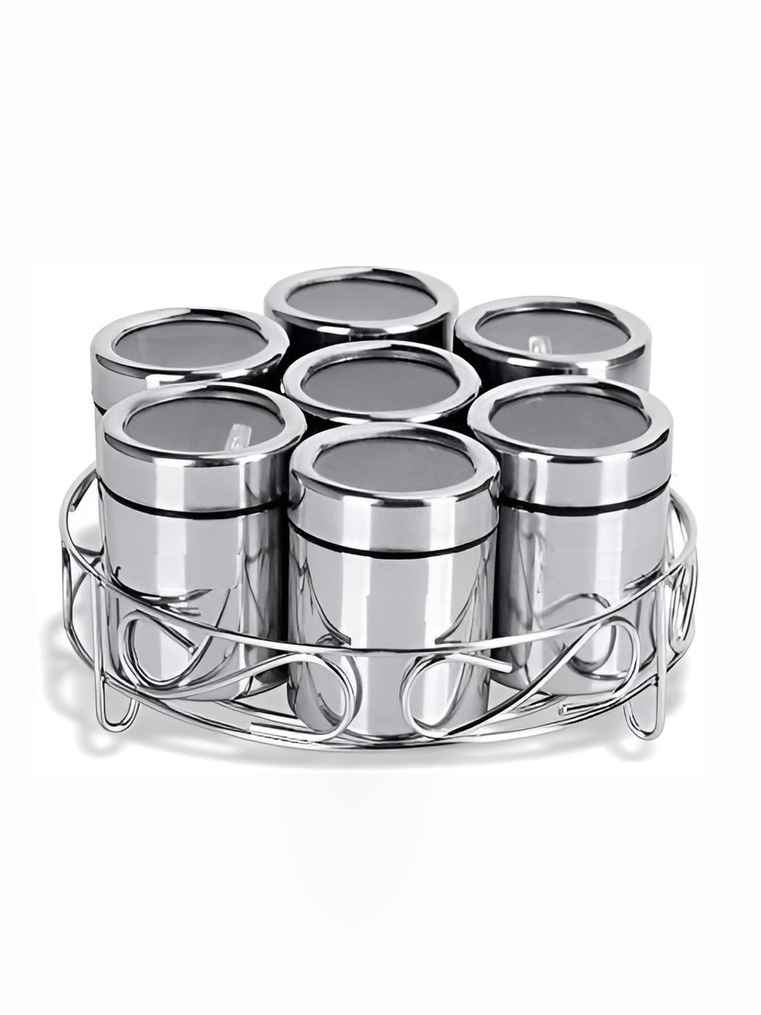 

STEEPLE Grey 7 Pieces Stainless Steel Spice Box Set With Stand