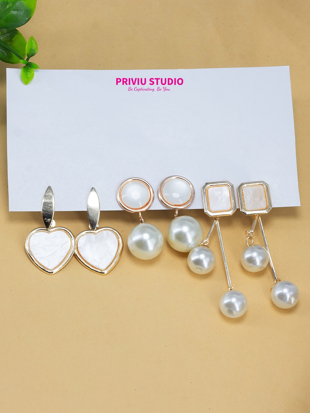 

PRIVIU Geometric Studs Earrings, Rose gold