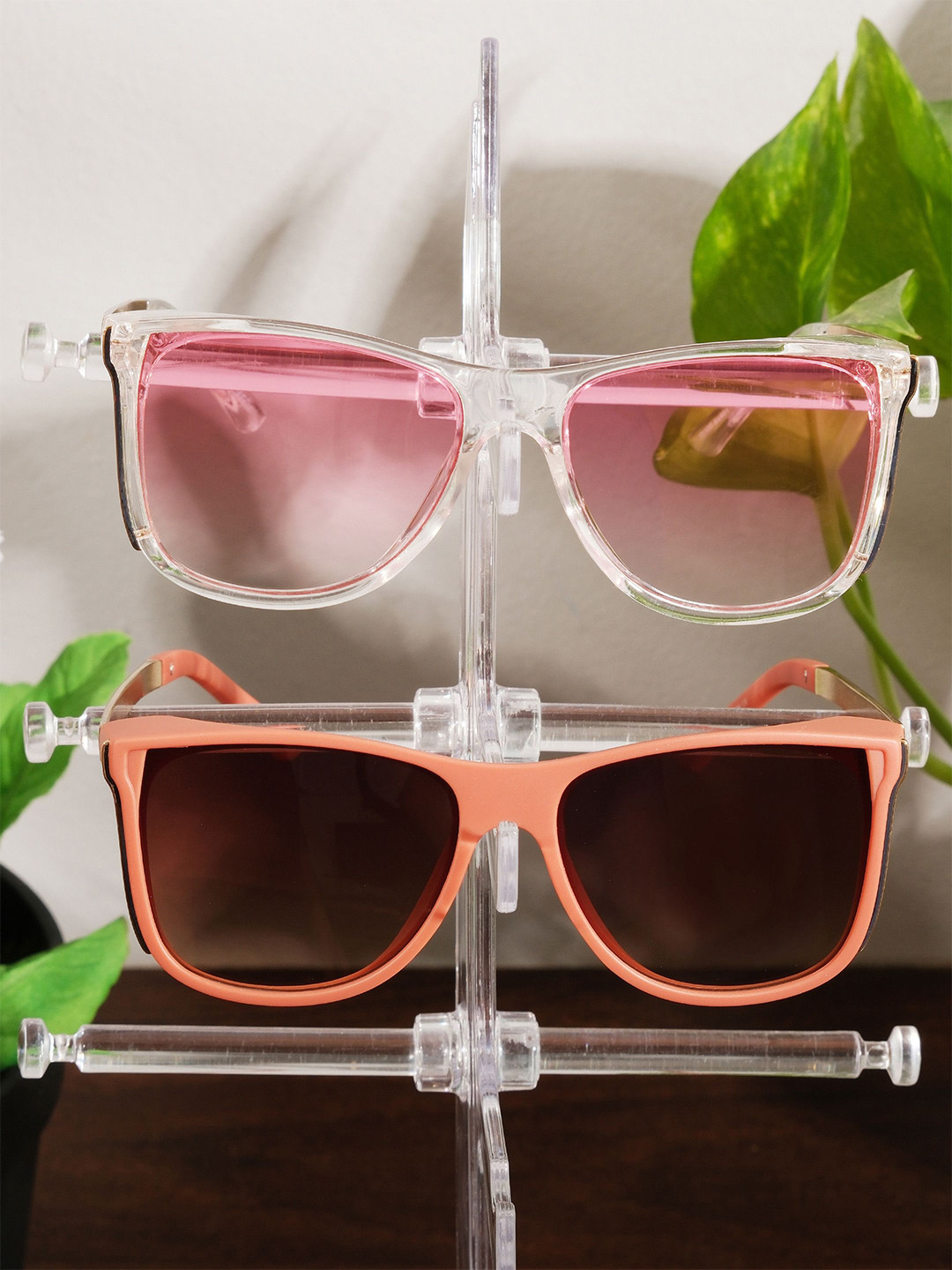 

DukieKooky Kids Set Of 2 Square Sunglasses with UV Protected Lens DKSG398B-398F, Pink