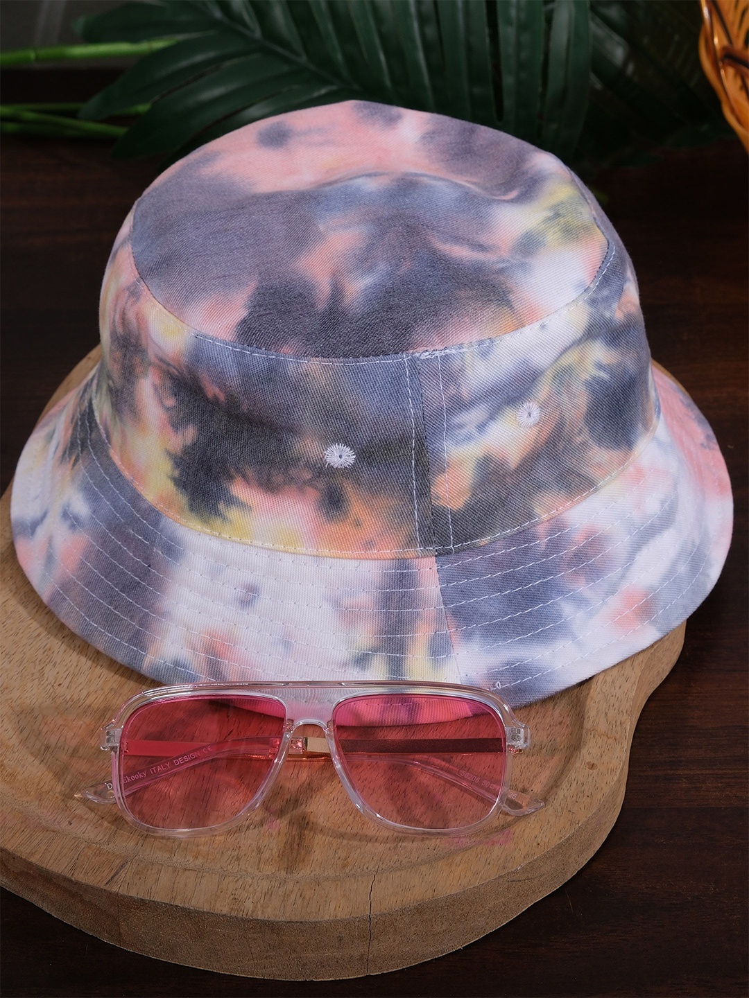 

DukieKooky Kids UV Protected Lens Square Sunglasses With Bucket Hat DKCP24C-362F, Pink