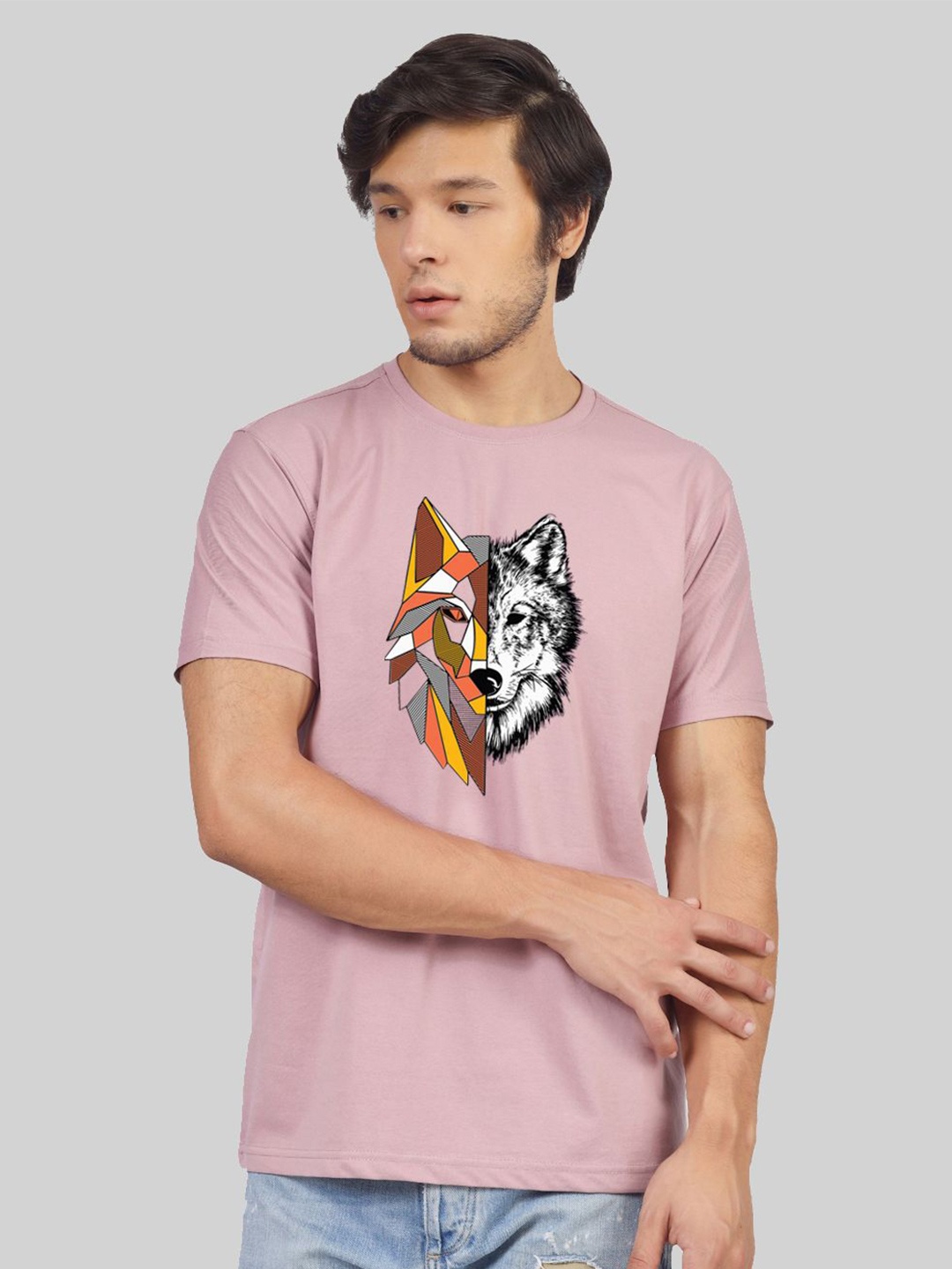 

Greylongg Graphic Printed Cotton Round Neck T-Shirt, Purple