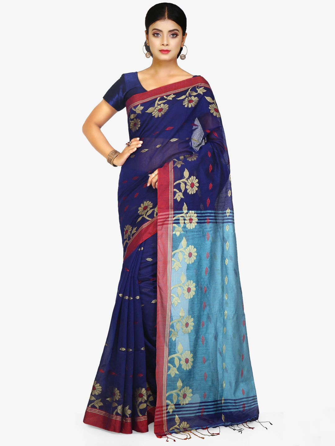 

Crochetin Woven Design Saree, Blue