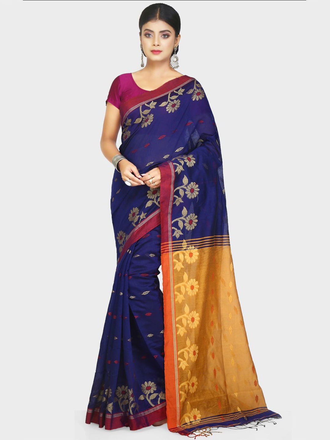 

Crochetin Woven Design Saree, Blue