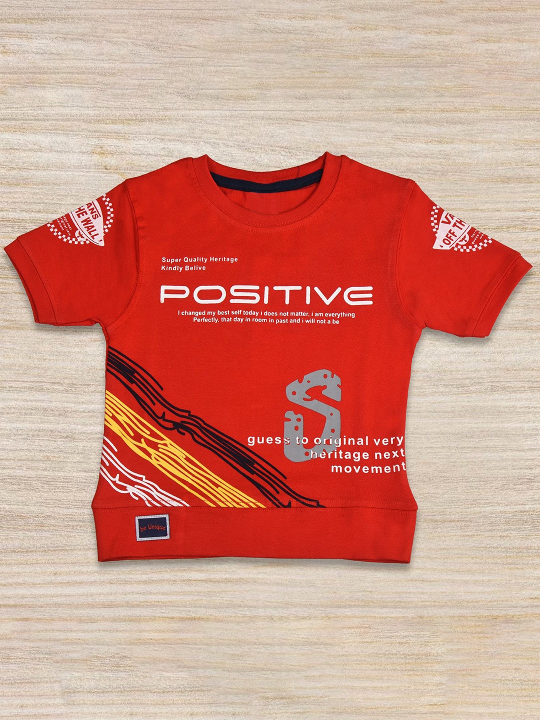 

BAESD Boys Typography Printed Pure Cotton T-shirt, Red