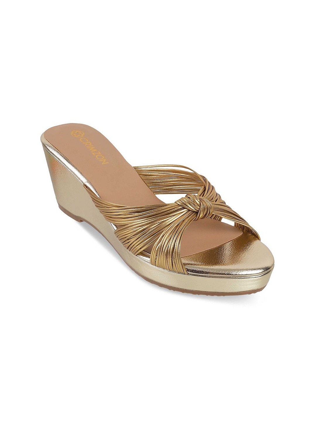 

CRIMZON Open Toe Wedge Heels, Gold