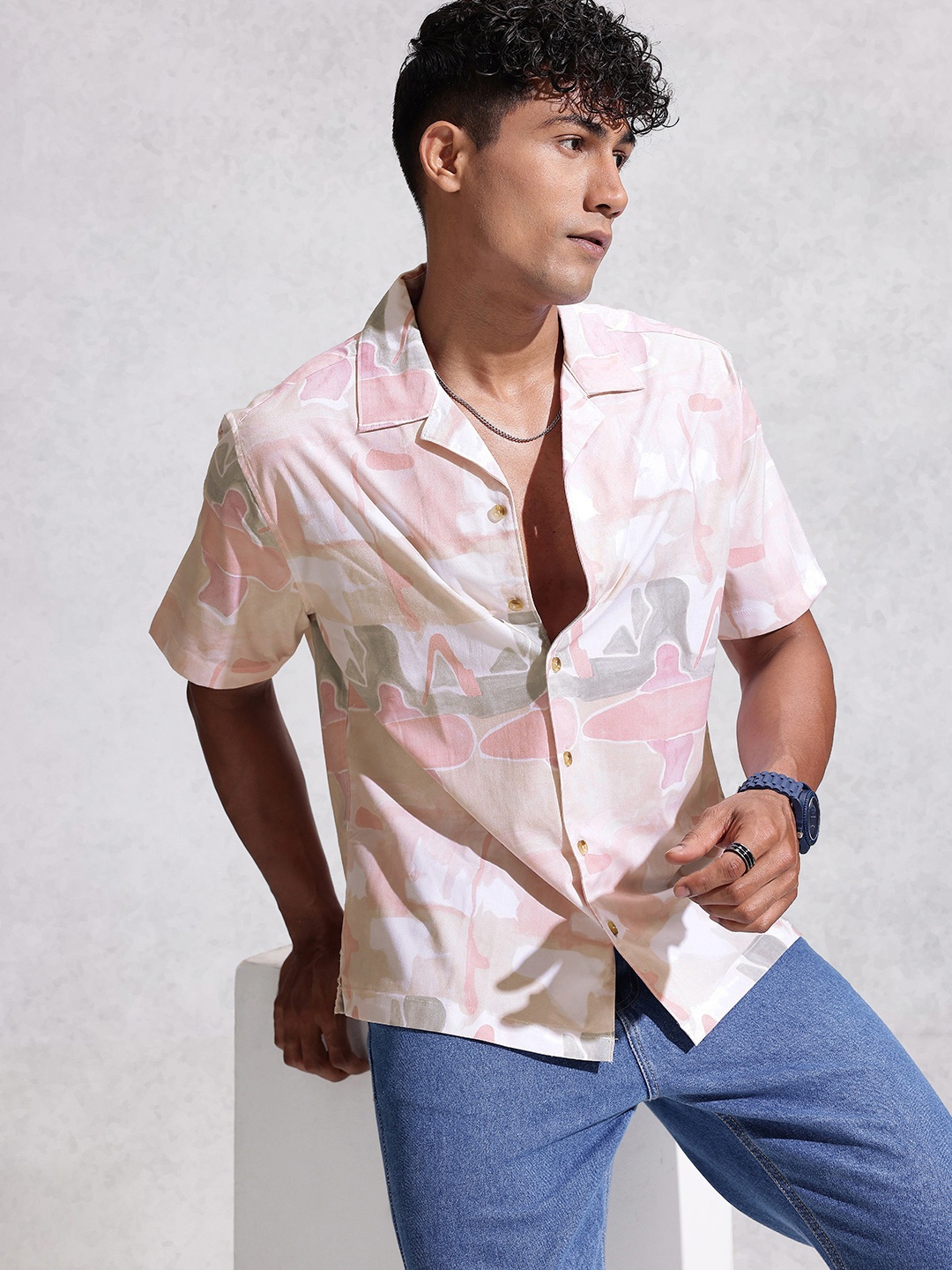 

WROGN Abstract Printed Resort Fit Casual Shirt, Multi
