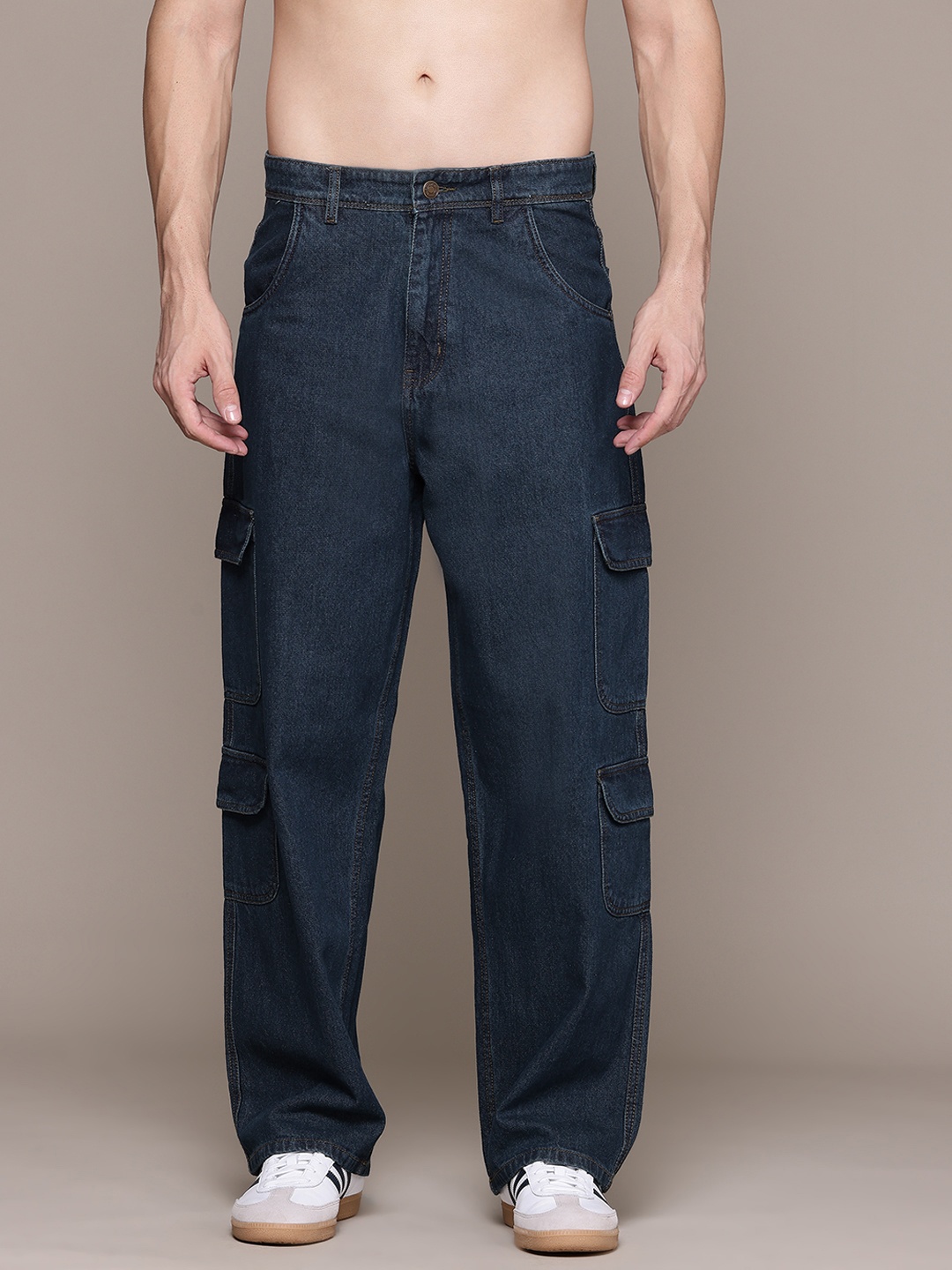 

The Roadster Life Co. Men Baggy Loose Fit Cargo Styles Jeans, Blue