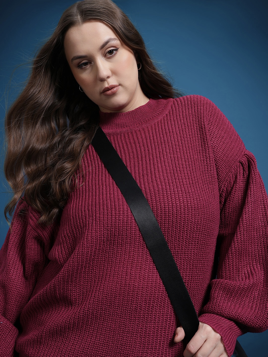 

The Roadster Life Co. Plus Size Ribbed Acrylic Pullover, Maroon