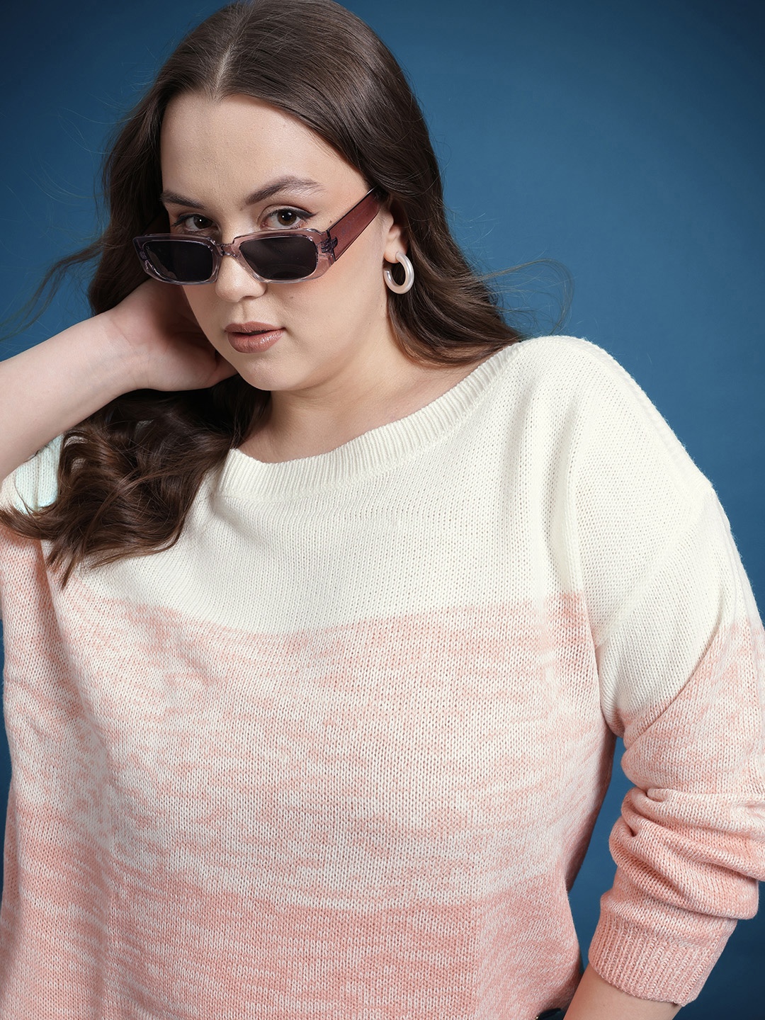 

The Roadster Life Co. Plus Size Acrylic Colorblocked Pullover, Pink