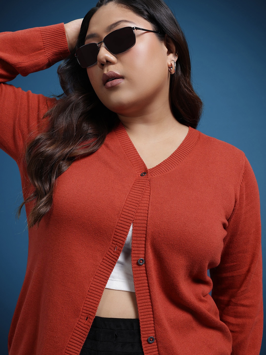 

The Roadster Life Co. Plus Size Pure Cotton Cardigan, Rust