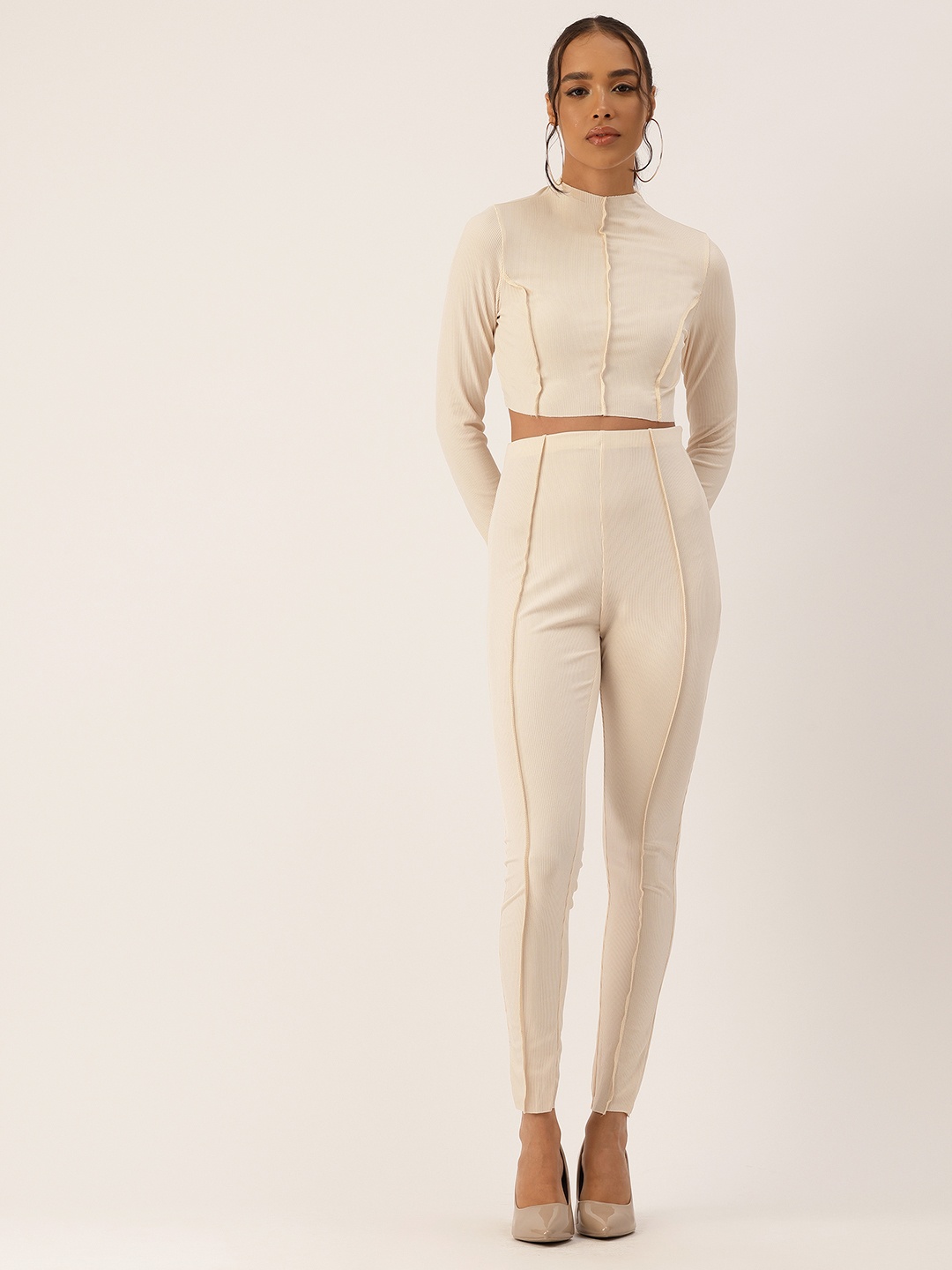 

bebe All Day Ribbed Co-Ords, Cream