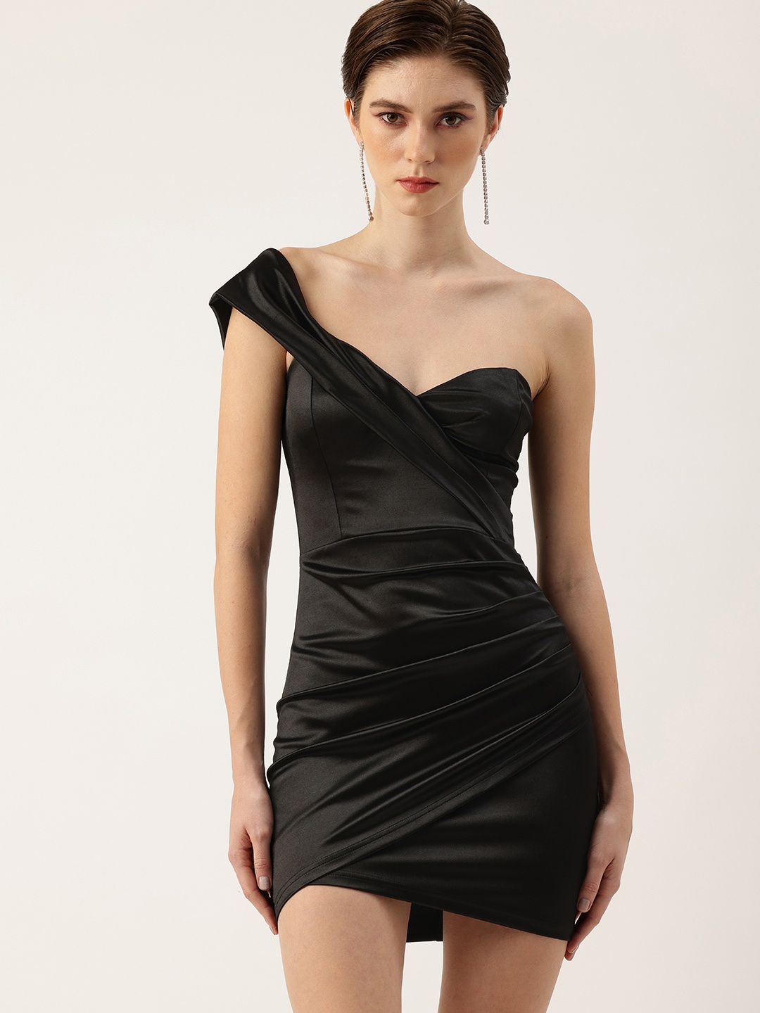 

bebe One Shoulder Bodycon Party Mini Dress, Black