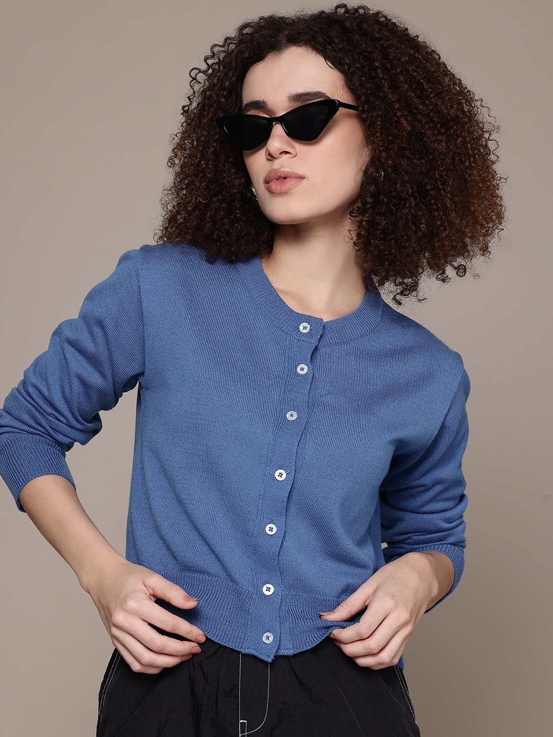 

The Roadster Lifestyle Co. Women Acrylic Cardigan, Blue
