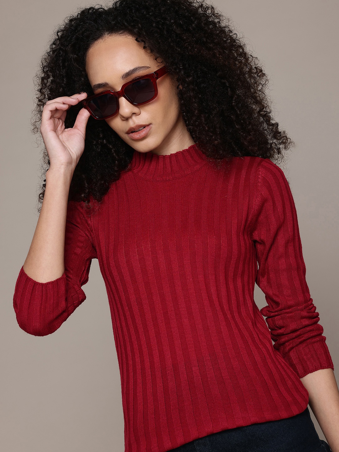 

Roadster Striped Ribbed Pullover, Red