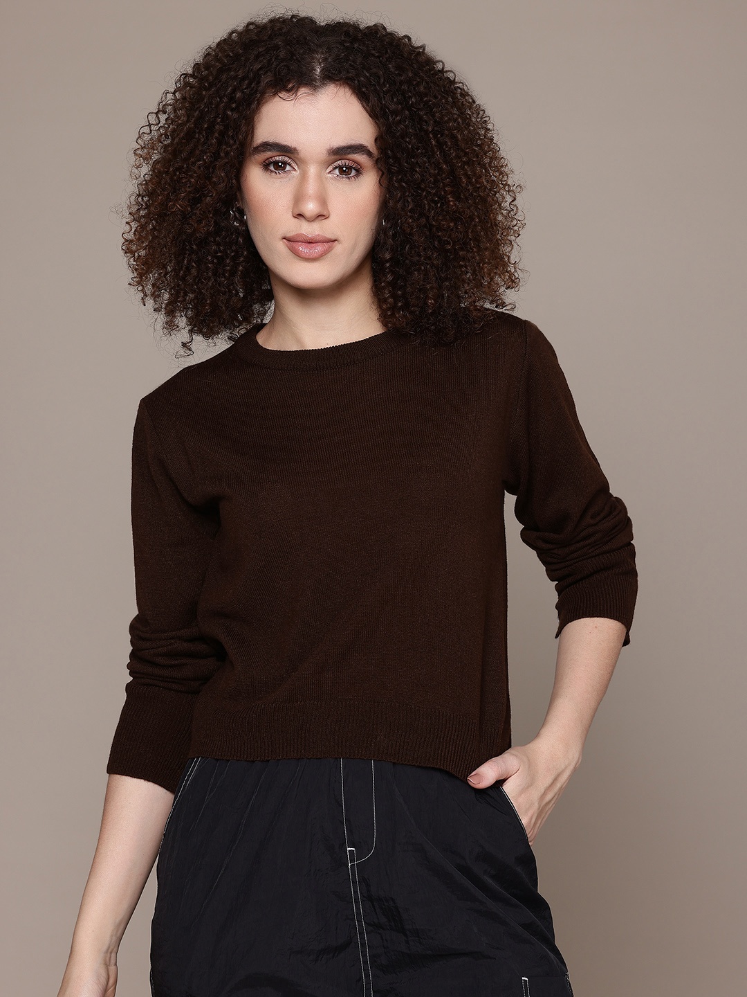 

The Roadster Lifestyle Co. Women Acrylic Pullover, Brown