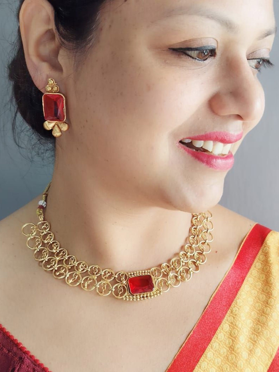 

GRIIHAM Gold Plated AD Studded Jewellery Set