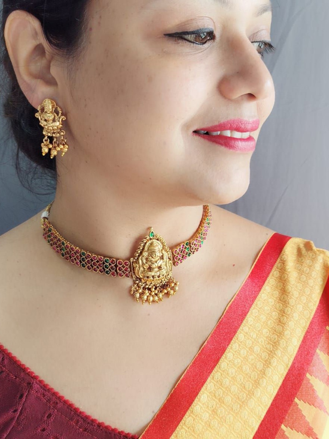 

GRIIHAM Gold Plated CZ Studded Jewellery Set
