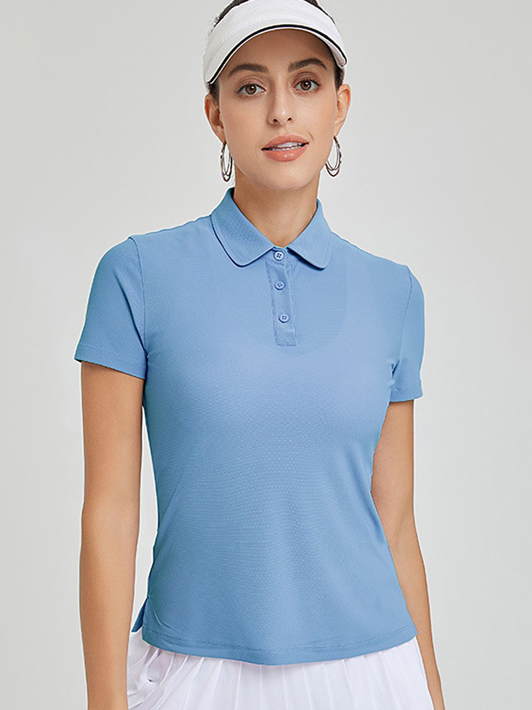 

LULU & SKY Women Shirt Collar Solid Top, Blue