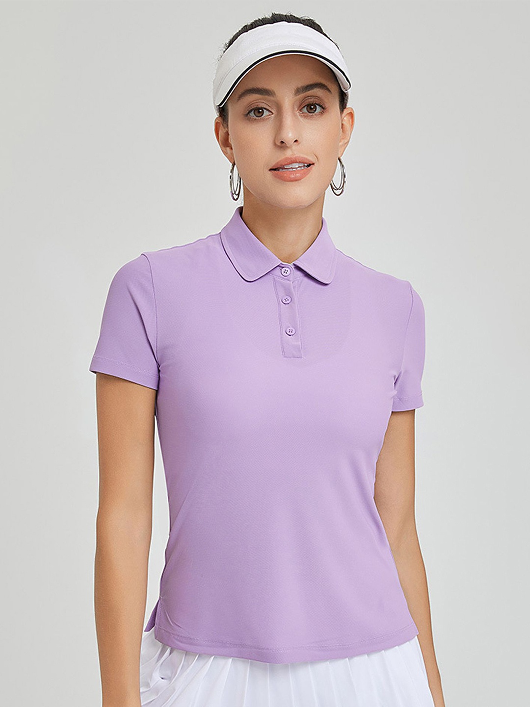 

LULU & SKY Polo Collar Short Sleeves Shirt Style Top, Purple